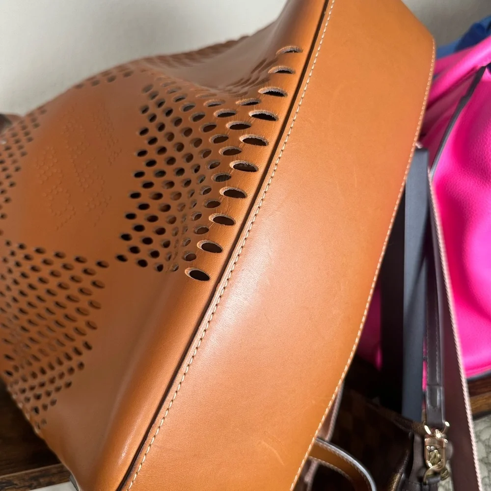 Louis Vuitton Nomade North West Cabas Perforated Leather Tote Cognac DamierBrown